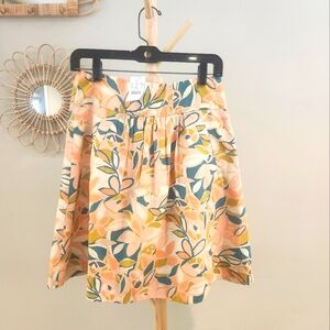 J. Crew NWT spring floral pleated mini skirt pockets orange blue size 2